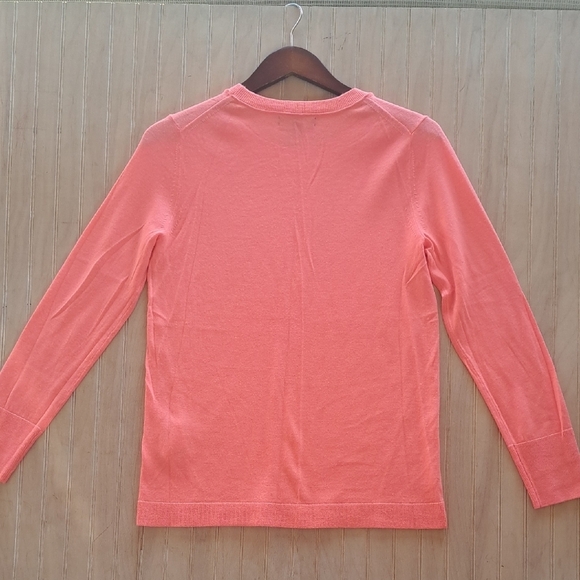 Banana Republic Extra Fine Merino Wool Neon Orange Lightweight Sweater Vibrant - Picture 8 of 9